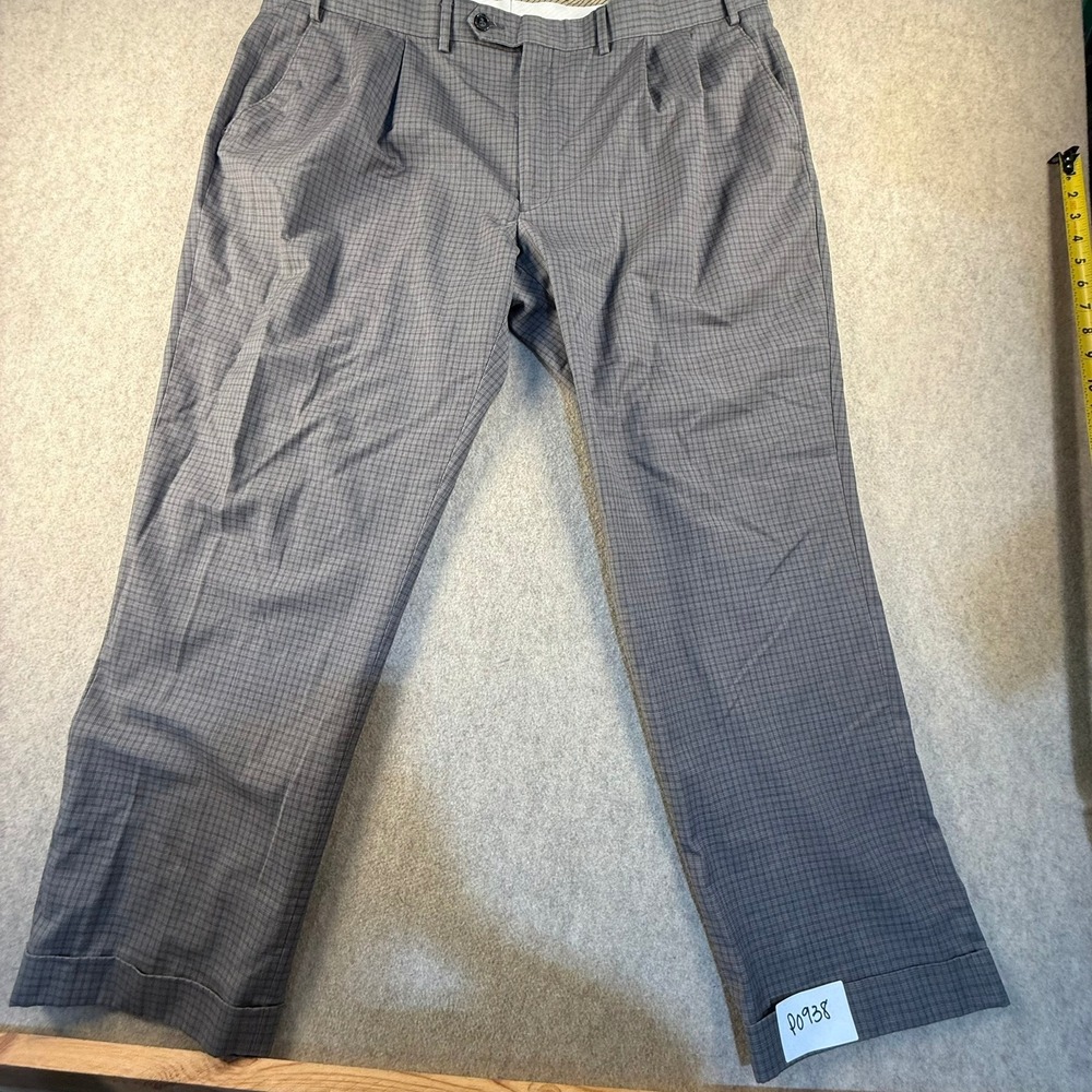 Lauren Ralph Lauren Mens Gray Plaid Pleated Cuffed Dress Pants 42x29